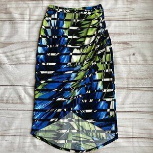 Sunny Leigh Stretchy Tropical Leaf Print Pencil Skirt Sz XS